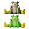 Sitting Frog Statue Resin Frog Stretching His Legs Ornament Garden Frog Figurine for Outdoor Indoor Plant Pot Desk Shelf Decoration