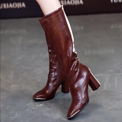 Mode Sexy Femmes Bottes Hautes au Genou Robe Fête Chaussures Talons Hauts Designer Tendance 2025 Nouvelle Mode Hiver Moto Chevalier Bottes Escarpins
