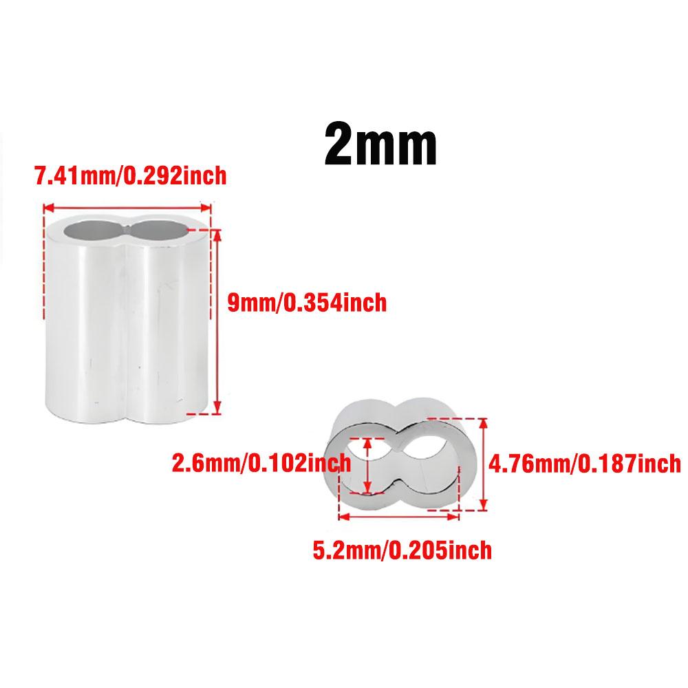 30/50PCS M1.2 M1.5 M2 M3 M4 Aluminum Crimping Loop Sleeve Double Hole Wire Rope Sleeves Steel Wire Loops Clip Fixed Accessories