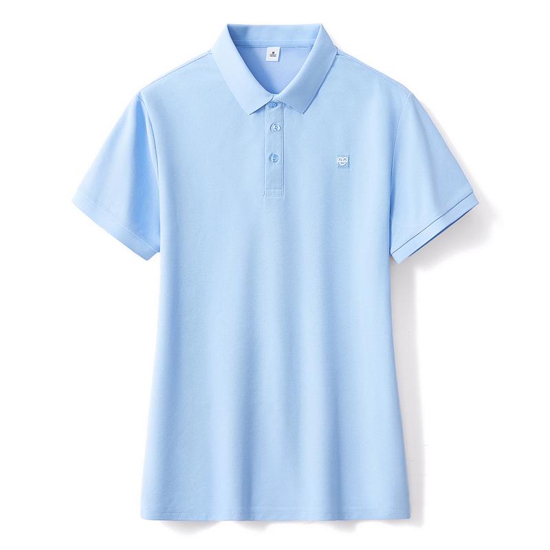 Korean Smiley Embroidered Heavy-Duty Cotton Lapel Polo Shirt for Women