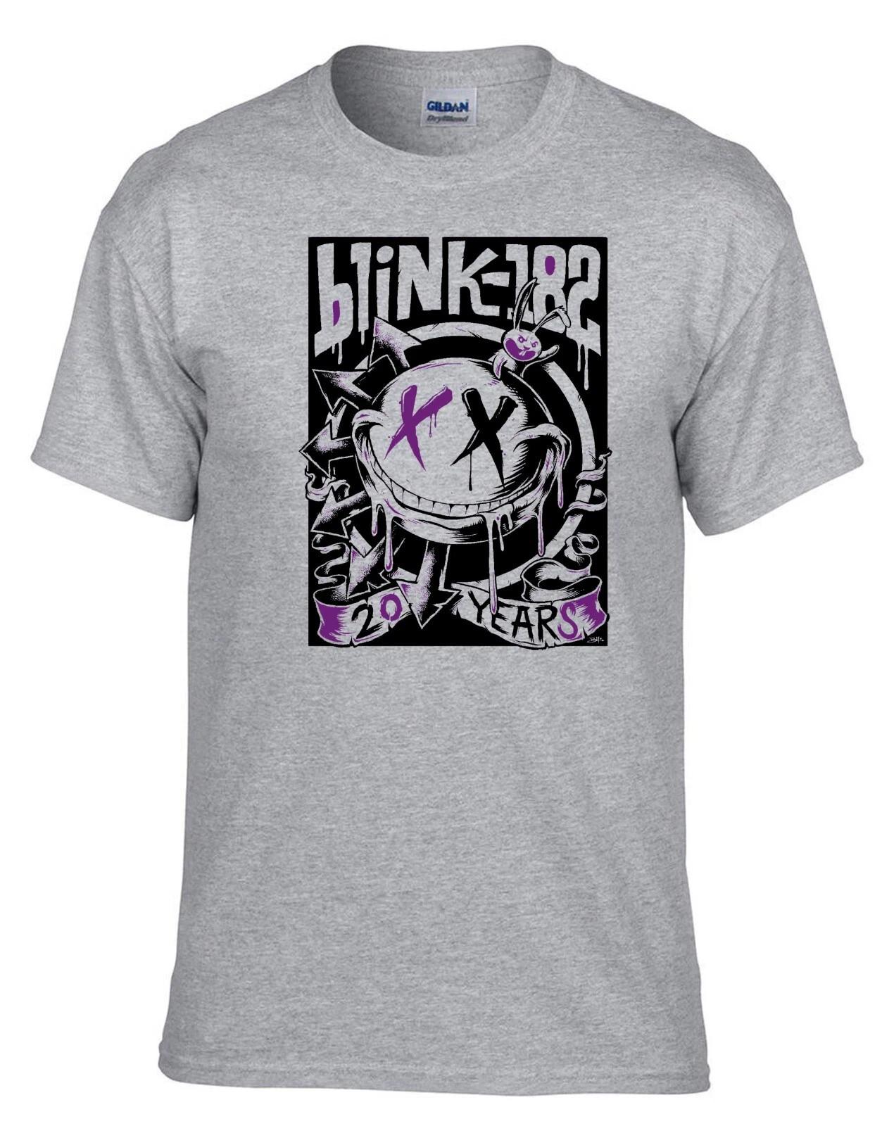 

Blink 182 - BIG SMILE Punk Rules Rock Music Grey 100% Cotton T-shirt Mens Tees Top -132_SZ-Kids- M
