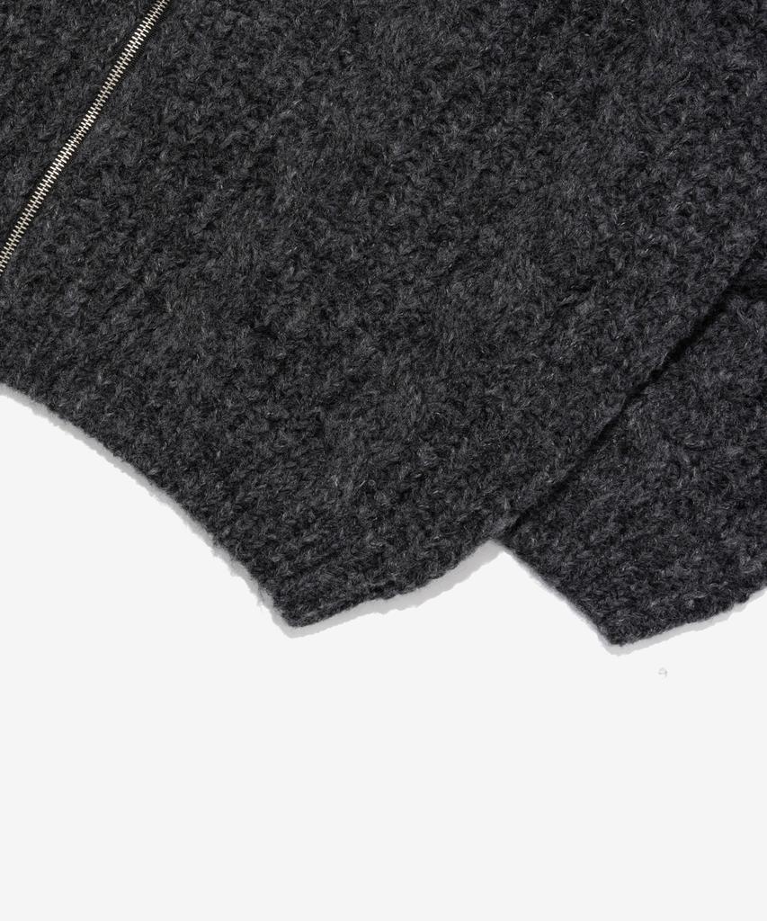 OTHERFITS Cable High-Neck Knit Zip-Up (Charcoal)