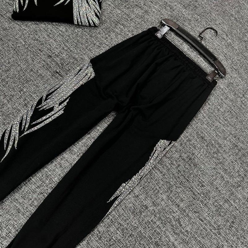 Plus Size High Waist Rhinestone Graphic Pants Women Autumn Winter Baggy Joggers Casual Straight Sweatpants
