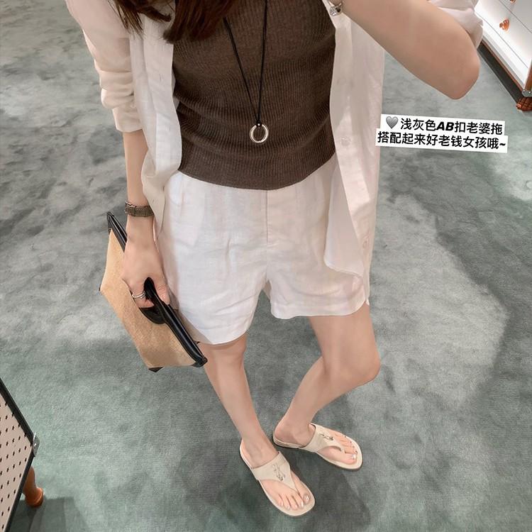 [] lp wife drag~ metal buckle tassel toe flat bottom herringbone cool slippers women wear summer
