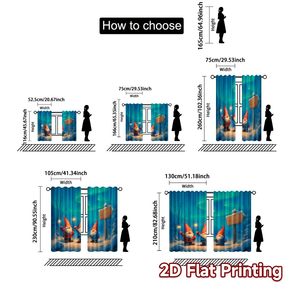 2D Flat Printing  JIT 2pcs   Curtains (Without Rod) Gnome Gathering Chic Minimalist Curtains Prints Light Filtering Curtains