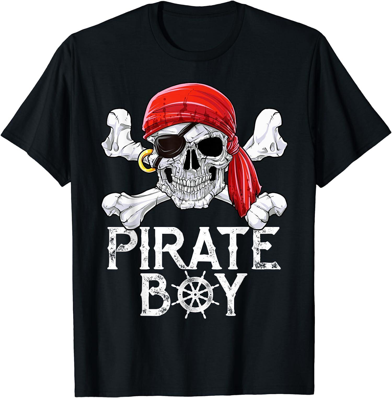 Pirate Boy Jolly Roger Flag Skull & Crossbones Unisex T-Shirt S разноцветный