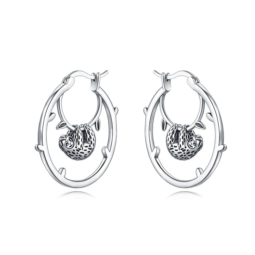 S925 Silver Simple Colored Stone Hoop Earrings For Women Fashion Versatile Jewelry Accessories