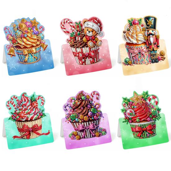 6 Pcs DIY Rhinestone Painting Birthday Gnome Greeting Card Kit 5D Rhinestone Art Birthday Cards for Adults Kids Anniversary Holiday Gifts