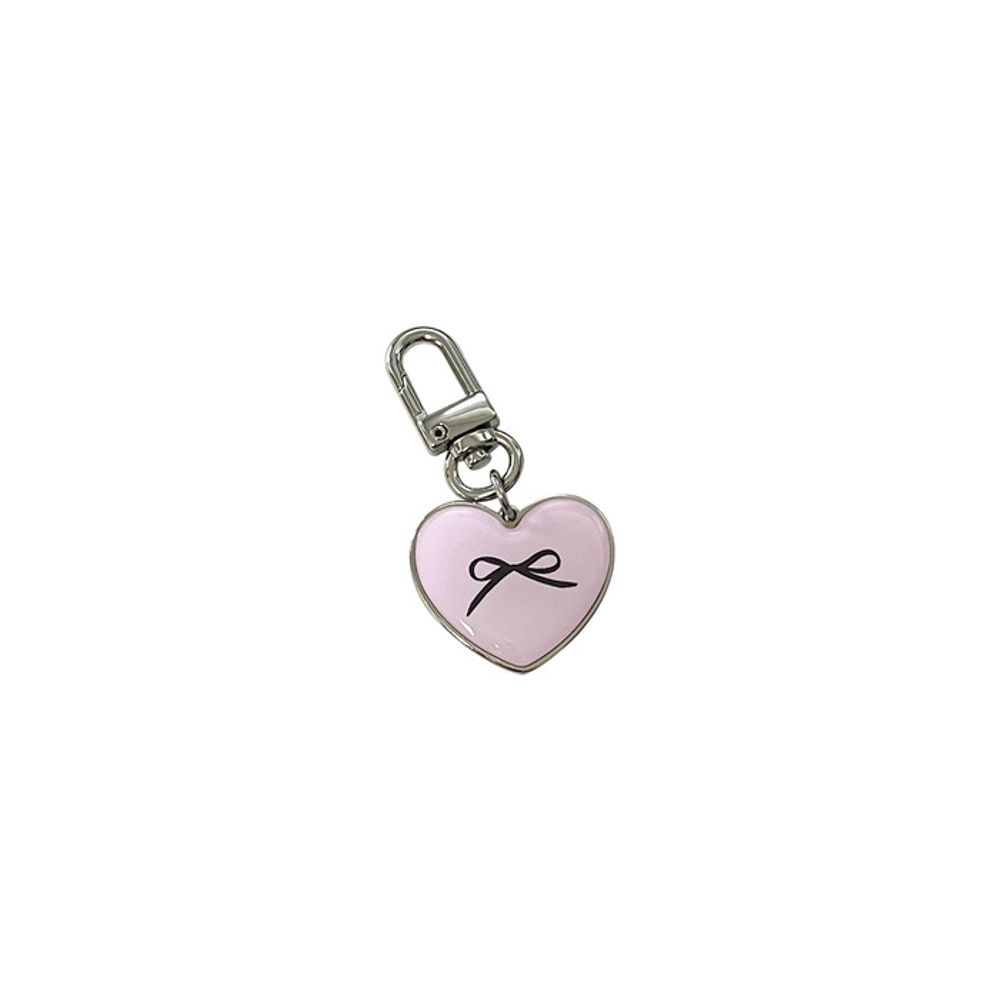 

allthesamestudio Ribbon Heart Epoxy Keychain (Pink) pink