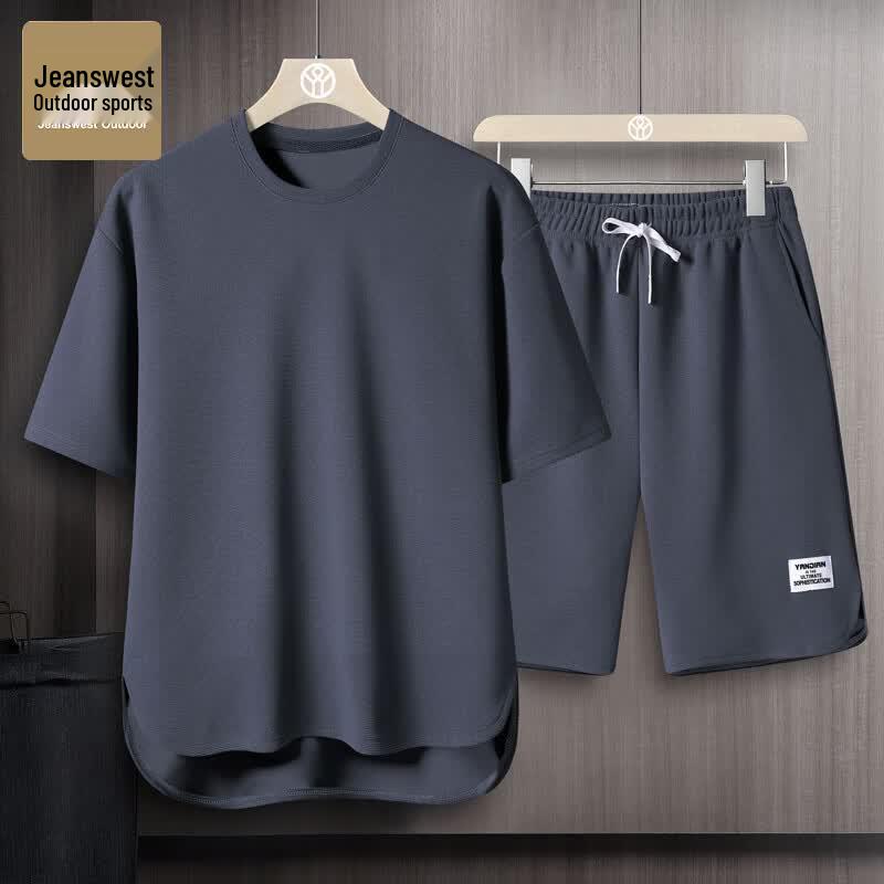 

Zhenweis Men s Summer Loose Outdoor Sports T-shirt & Shorts Set M