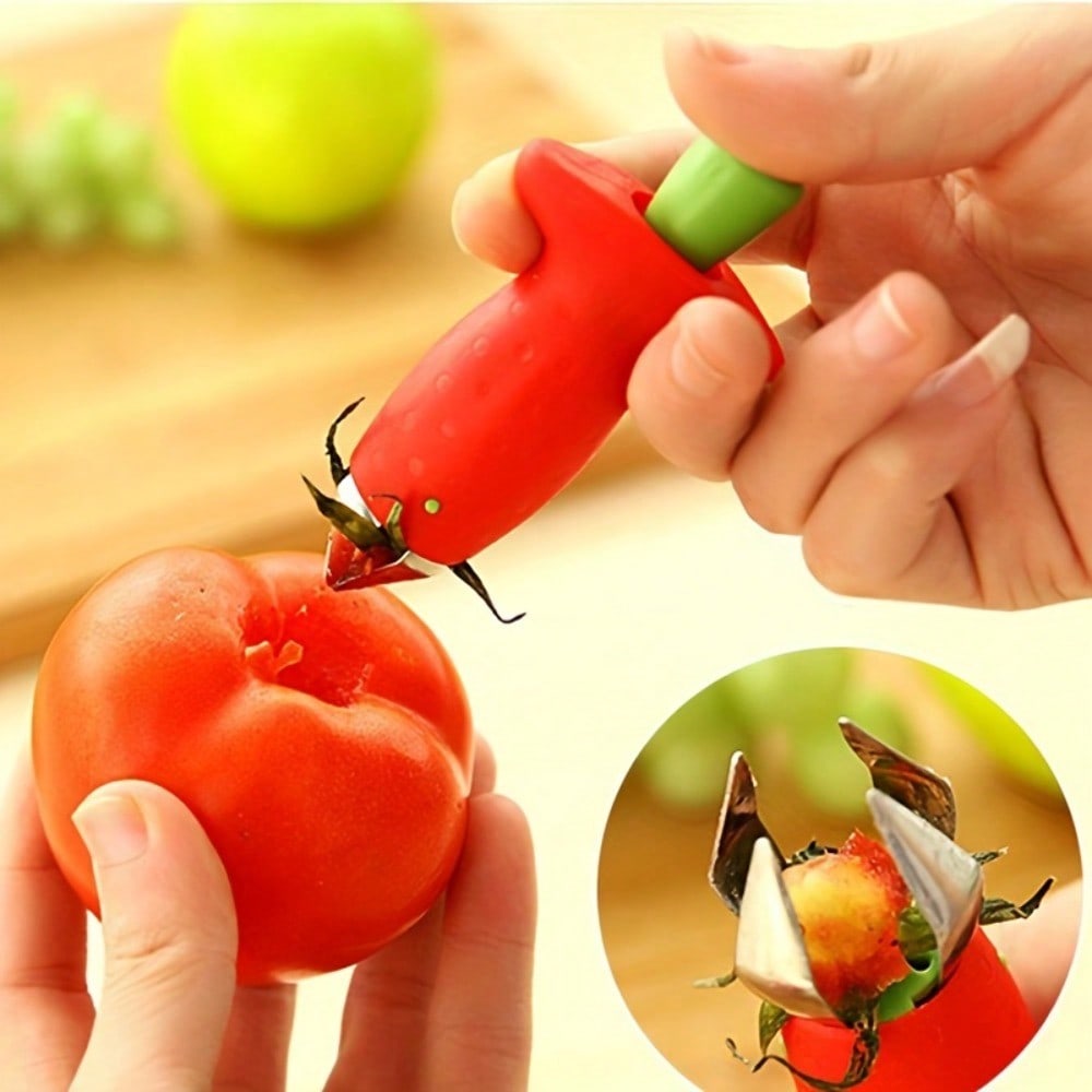 Edelstahl Erdbeerschäler und Ananasentkerner - Langlebiges Küchengerät für effiziente Fruchtzubereitung, Ideal für Tomaten und mehr