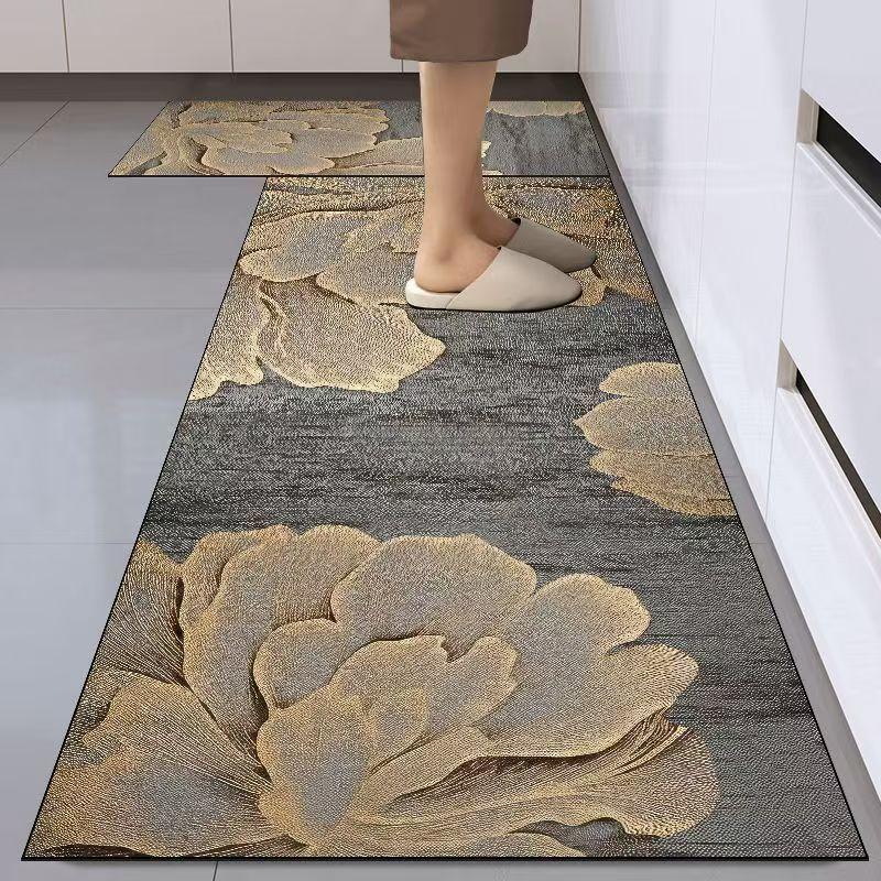 Diatomaceous earth floor mat, non-slip, washable, long strip, absorbent, stain-resistant, customizable, thickened kitchen floor mat