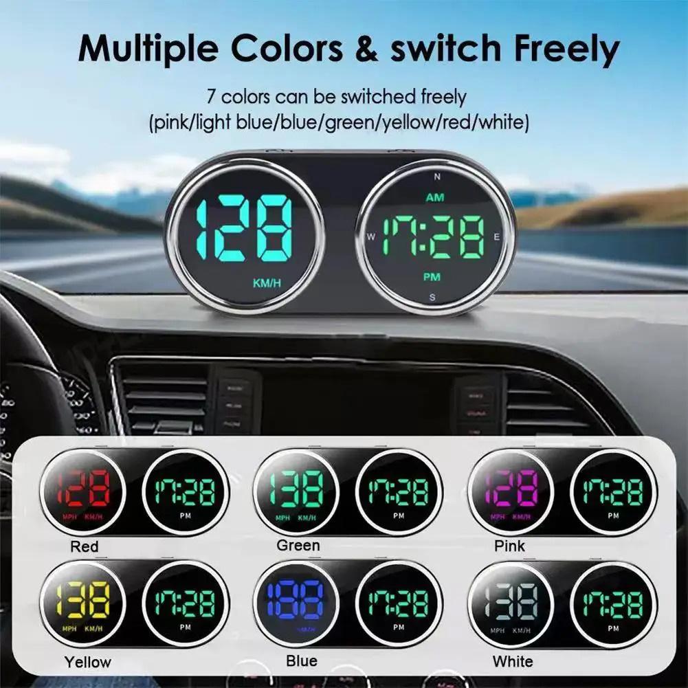 7-Farben HUD GPS-Tachometer Digitale Uhr mit Geschwindigkeitsüberschreitungsalarm KMH MPH