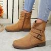 Damen Gürtelschnalle Stiefeletten Klobige Chelsea Boots Herbst Winter Damen Neue Designermarke Mittlere Absätze Freizeit Vintage Stiefel 2026