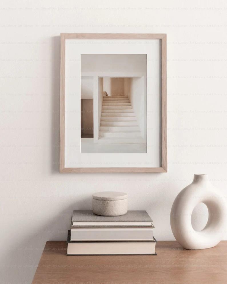 Póster de arquitectura Neutral abstracta moderna, lienzo de esquina de escaleras, pintura de galería, imágenes artísticas de pared, decoración minimalista Bohemia para el hogar