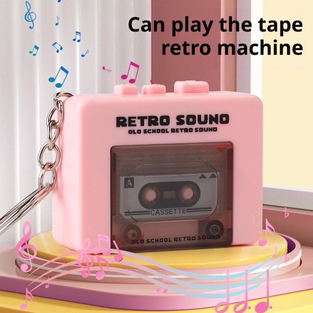 Retro Tape Player Keychain Mini Audio Recorder Cassette Playable Sound Gift