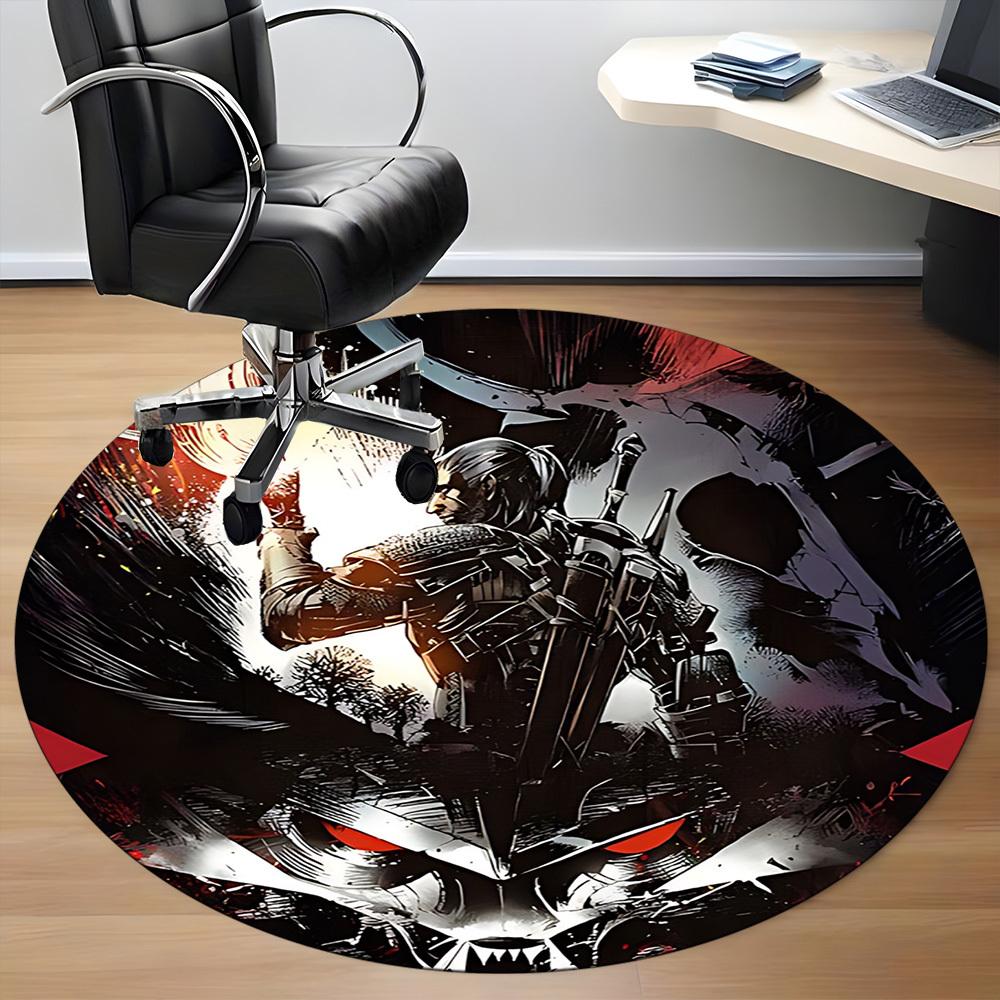 1PC Warrior Armor Office Round Rug, Non-slip, Soft and Durable Office Rug for Interior Decoration, Perfect for Office yy250915089