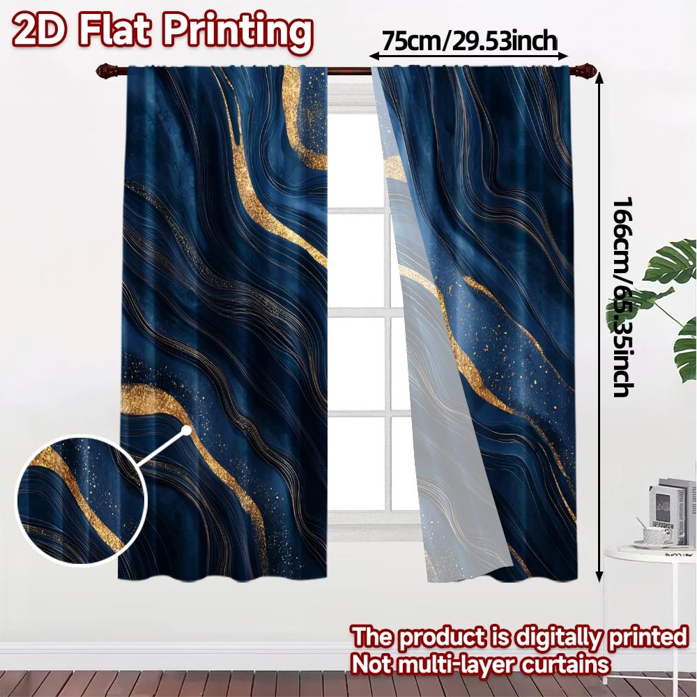 2pcs, 2D FLAT PRINTING Curtains (Without Rod) Cosmic Waves Chic Curtains&Window Treatment Prints Light Filtering Curtains