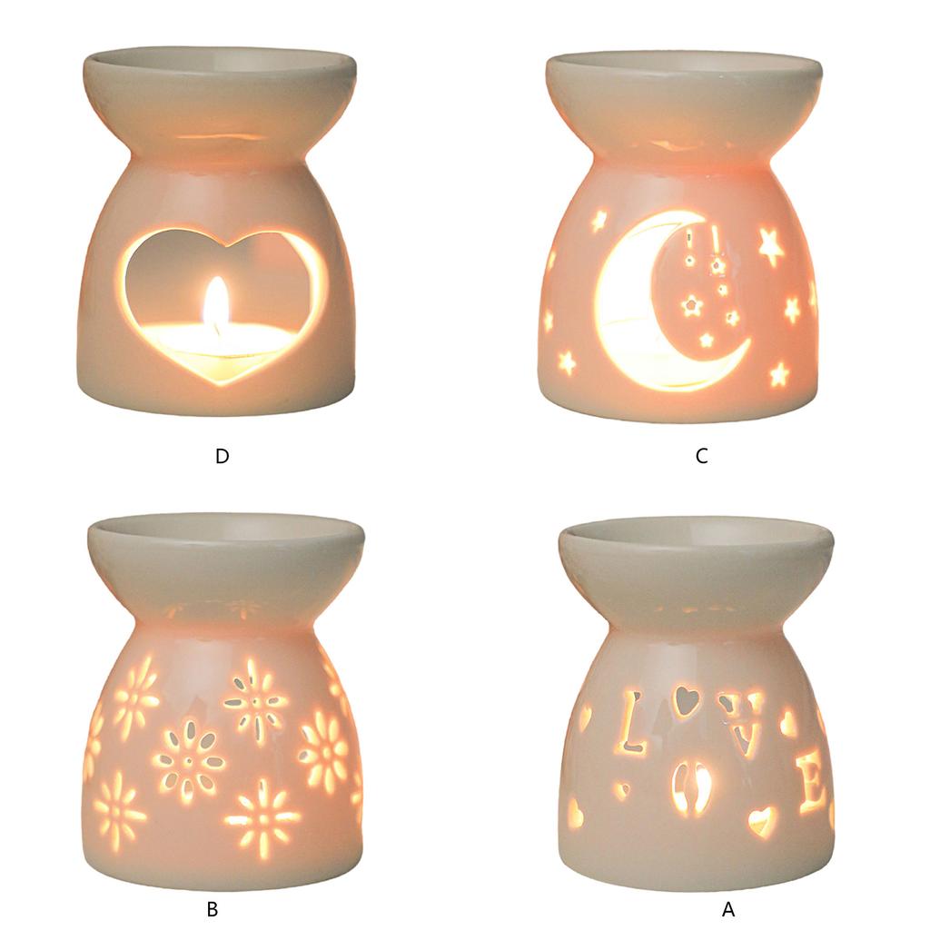 Ceramics Hollowed Out LOVE Florals Essential Oil Burners Tealight Candle Holder Aromas Diffuser for Elegant Home Decors