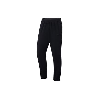 Solid Color Logo Elastic Waist Straight-Leg Quick-Drying Knit Sports Pants Men Bottoms Black AYKT205-1
