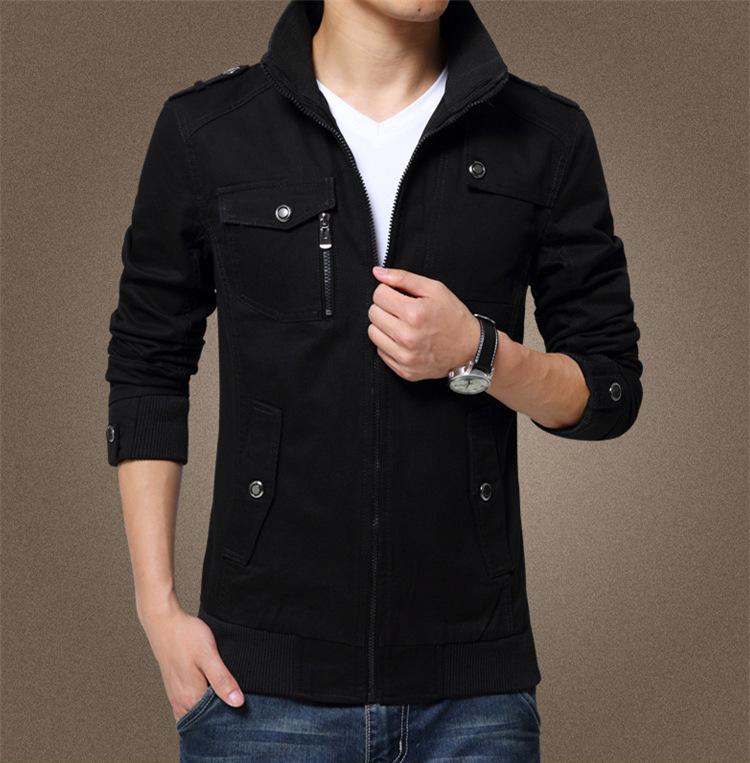 Spring and Autumn Men's Jackets, Loose Stand-up Collar Men's Tops, Youth Military Overalls, Young and Middle-aged Jackets