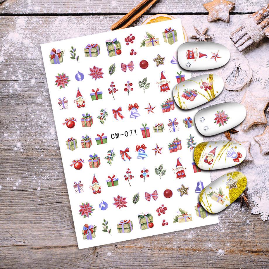 Snowflake Santa Claus Silver Nail Stickers - Christmas Decoration, Hot Seller in Cross-border E-commerce