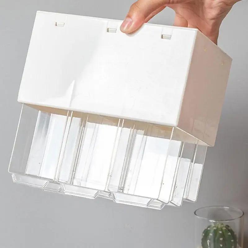 Boîte de Rangement de Bureau en Plastique à 9 Compartiments Tiroir à Bijoux Rangement Cosmétiques Boucles d'Oreilles Maquillage Organisateur Perles Boîtes Conteneurs Bac