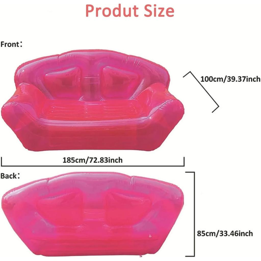 BYMAOCAR Seduta Gonfiabile per Divano, Divano Gonfiabile in PVC Trasparente Sedie Gonfiabili Divani Chaise Longue Divano Portatile Divano per Due Persone