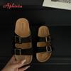 Aphixta Cork Clogs Slippers For Women Classic Suede Summer Sandals Outdoor Beach Shoes With Adjustable Metal Buckle