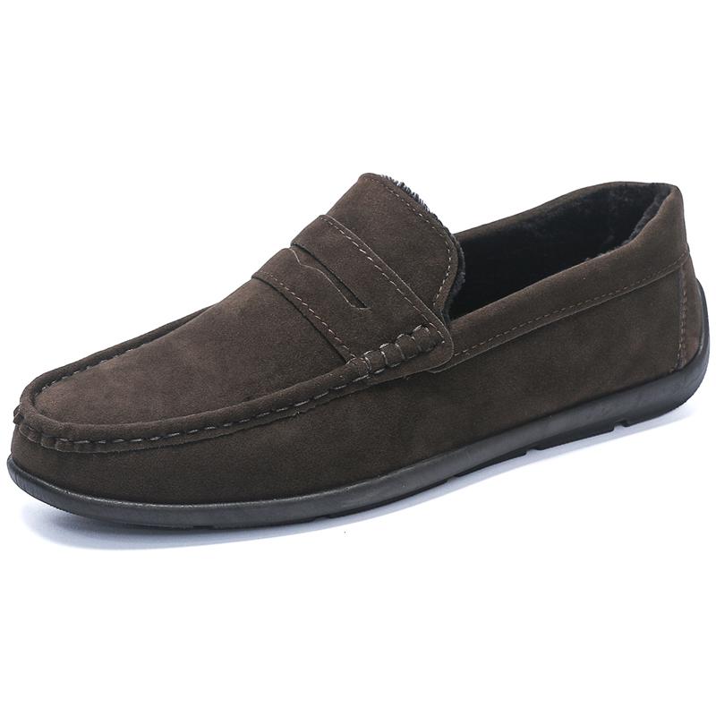 Sapatos Casuais Masculinos de Inverno Leves Respiráveis Lona Slip-on Sapatos Preguiçosos Design de Designer Planos Confortáveis Sapatos de Condução Cinza