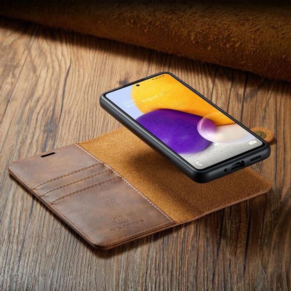 (brown, Samsung S21 Ultra) Business Genuine Leather Wallet Case Card Holder Strong Magnetic Flip Cover