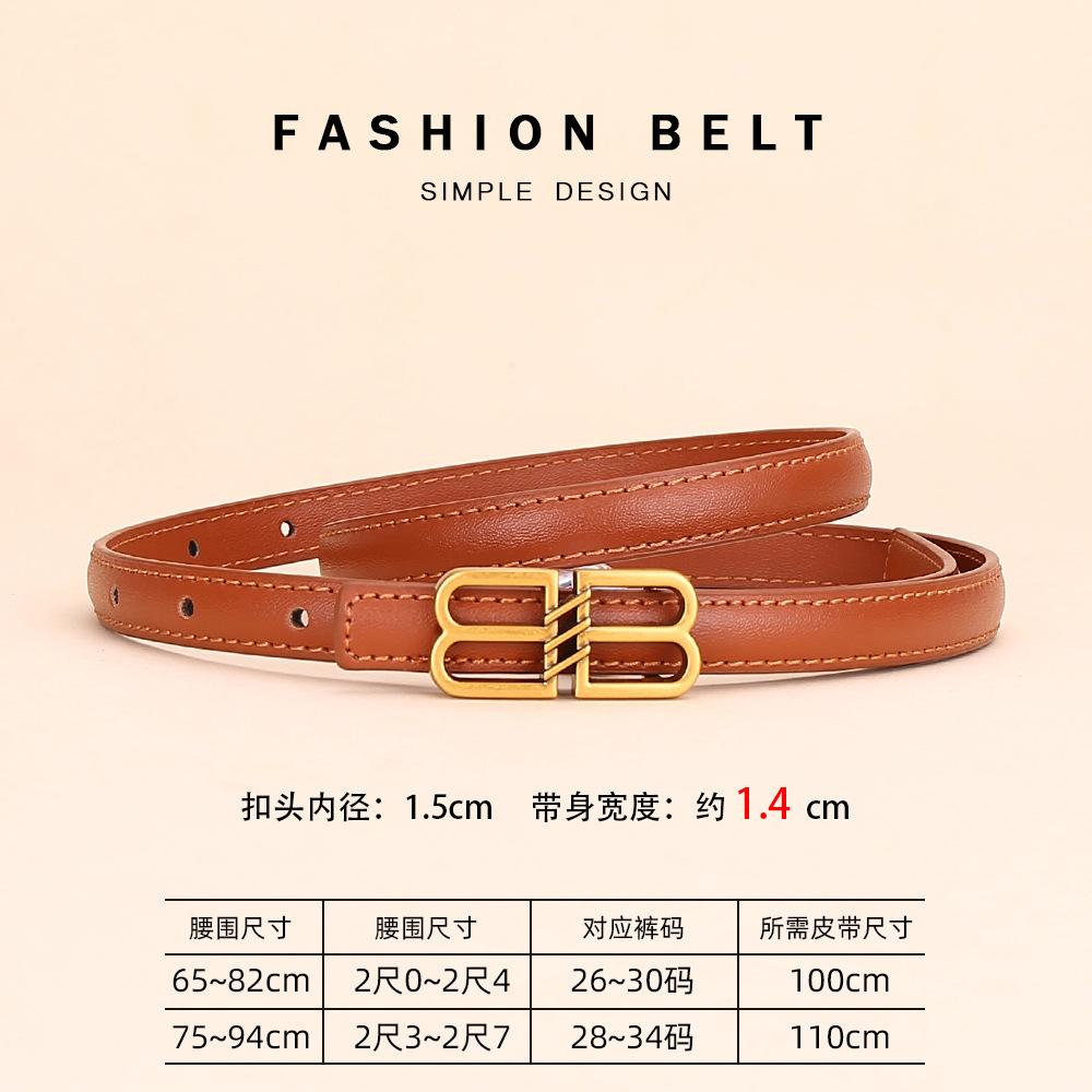 Paris Home Belt Women'S Leather Dress Belt Thin Belt Women'S High-End Dense