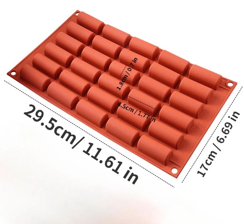 

30-Cavity Mini Cylindrical Silicone Mold For Baking Chocolate Candy Ice Cake Roll French Dessert Pastry Decoration Baking Molds
