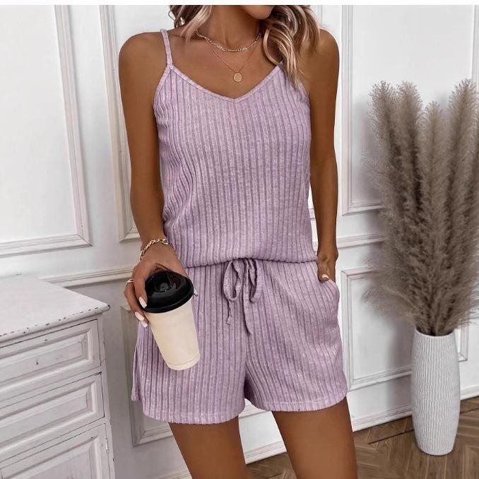 

Новая домашняя одежда Пижамы Майки Модные Повседневные и Удобные Женские Комплекты Халтер M светло-фиолетовый