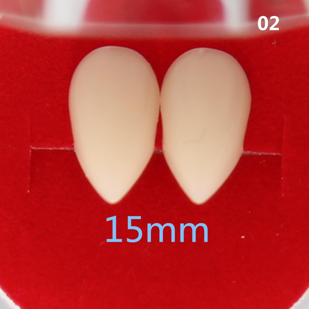 

1 пара зубов вампира, клыки, протезы, реквизит, костюм на Хэллоуин, реквизит, накладные зубы, твердый клей, клей для протезов, декор для Хэллоуина 15mm 2pcs