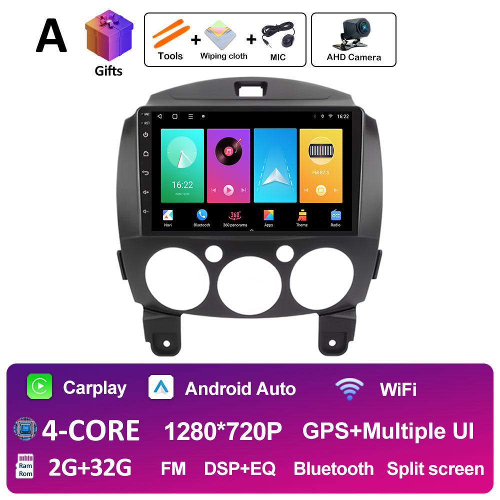 For MAZDA 2 Mazda2 2007 2008 2009 2010 - 2014 Android Smart System GPS Navigation Car Radio Player QLED IPS Screen Auto Tools BT