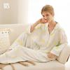 2024 Summer Tribute Satin Sunflower Pajamas Women Thin Loose Version Short sleeve Cotton Silk Trousers Rayon Homewear