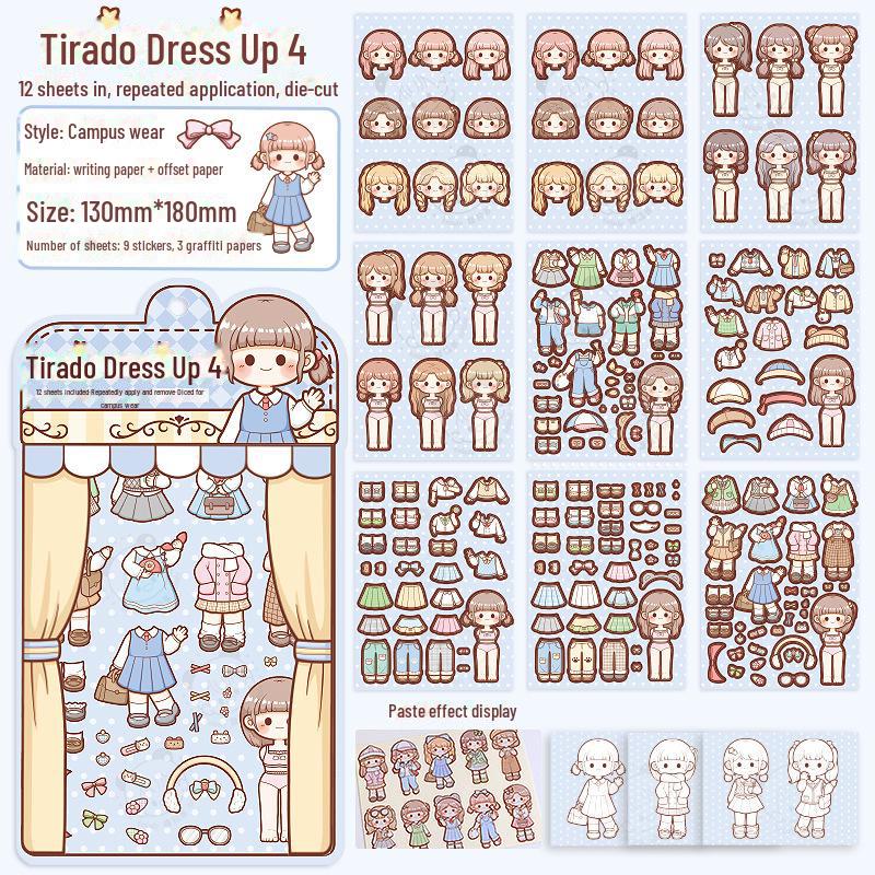 Tiraduo Cute Little Girl Hand Journal Stickers - Daily Wear and Sauce Dressing Themes