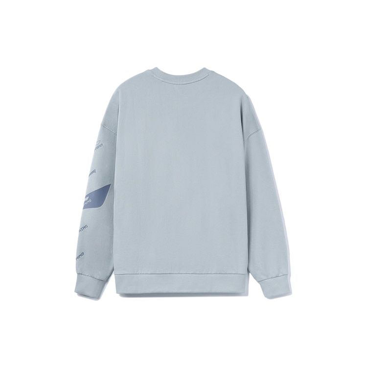 Li-Ning Color Block Logo Print Loose Pullover Sweatshirt Unisex sweatshirt Gray AWDRD38-5