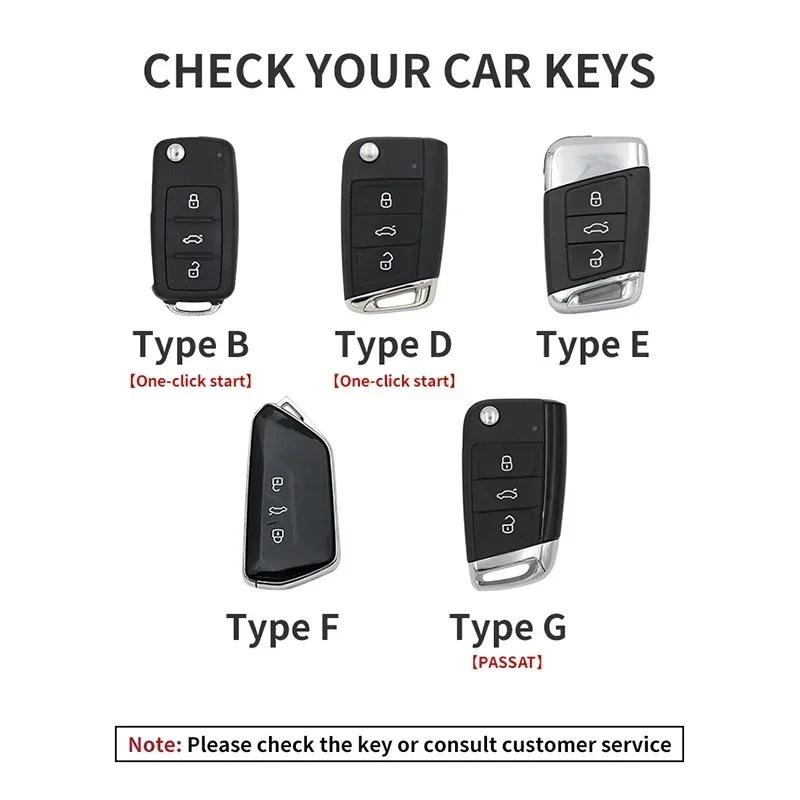 Leather Car Key Case Cover Fob Keychain For Vw Volkswagen Golf 7 Mk7 Tiguan Mk2 For Ateca Leon Fr Ibiza Skoda Octavia Kodiaq