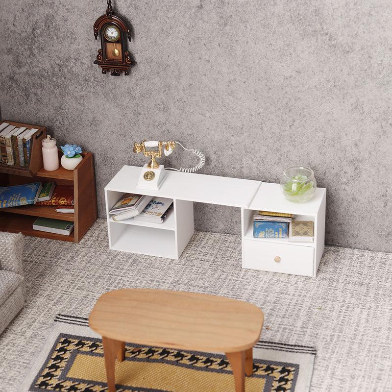 1Pcs 1/12 Dollhouse Storage Cabinet TV Combination Cabinet Designed For Micro Landscape Decoration Miniature Food Toy Model DIY Attachment