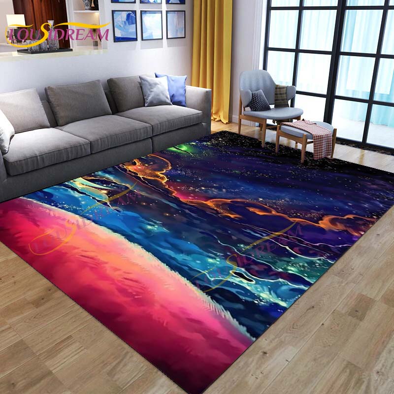 3D Colored Space Mat Galaxy Rug Starry Sky Carpet for Living Room Bedroomt Sofa Planet Rug Nursery Play Rug Floor Mat Home Decor