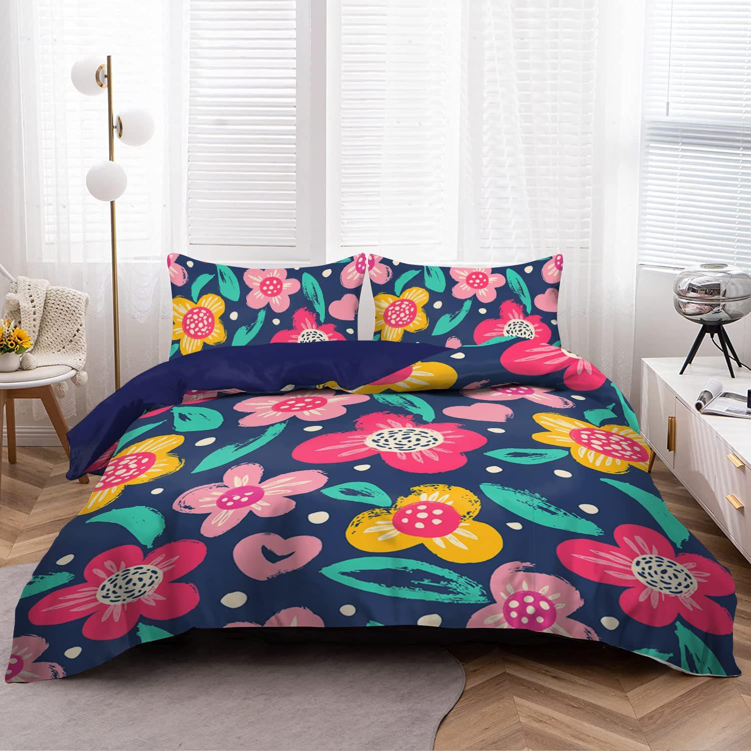 

Modern Fashion Flower Bedding Three-Piece Quilt Cover EU single 135*200