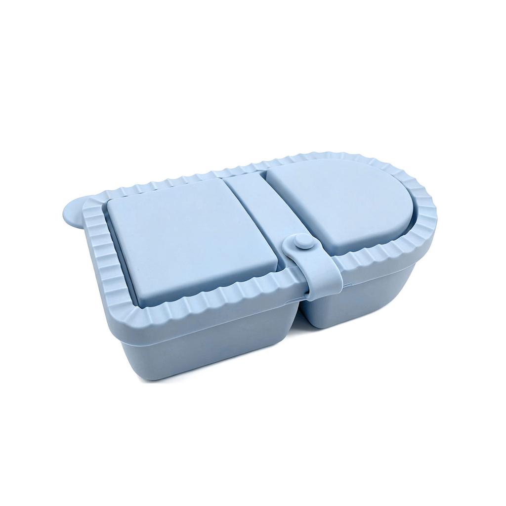 Portable Double Compartment Snacks Box Silicone Leak Proof Dishwasher Safe Food Container For Outdoor And Home Use