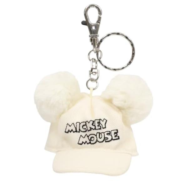 Mickey Mouse Cap Tokyo Disney Resort White Pom-Pom Keychain, Exclusive,