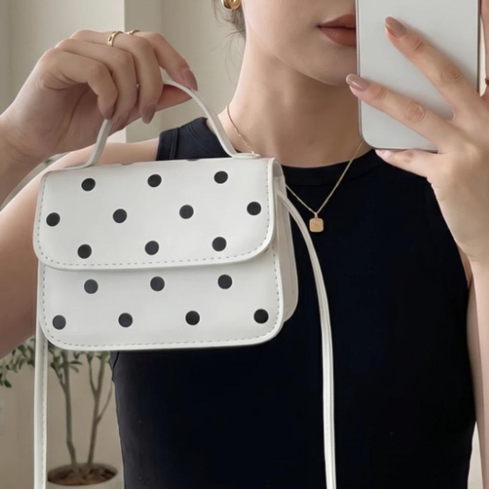 Sweet Mini Square Bag PU Single-Shoulder Bag New Polka Dot Crossbody Bag Dressy Occasions