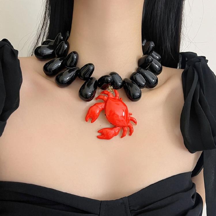 Modische Schwarze Krabbe Halskette Trendiger Krabben Anhänger Halskette Schmuck Für Frauen, Die Individualität Suchen