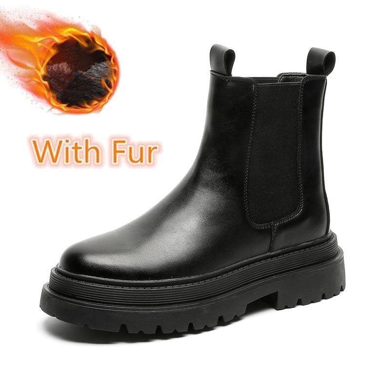 

Новые мужские мягкие повседневные кожаные туфли в британском стиле, мужские мотоциклетные ботинки, уличные туфли без застежек, ботинки «Челси» с толстой подошвой 44