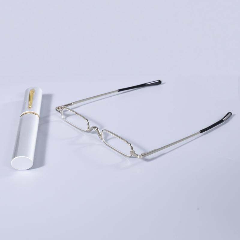 Silver Frame Elegant Reading Glasses Metal Frame Ultra-thin Men Women Portable Mini Reading Presbyopia Eyeglasses with Box