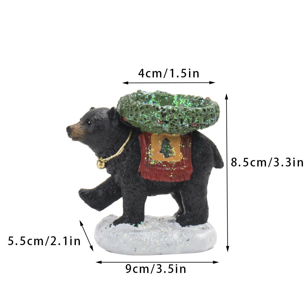 

Рождественские подсвечники в виде черных медведей, украшения для дома, гостиной, прихожей, рабочего стола, изделия из смолы, рождественские украшения